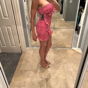 Wild Fable Hot Pink Ruched Mini Dress Barbiecore Y2K Bodycon Party Dress